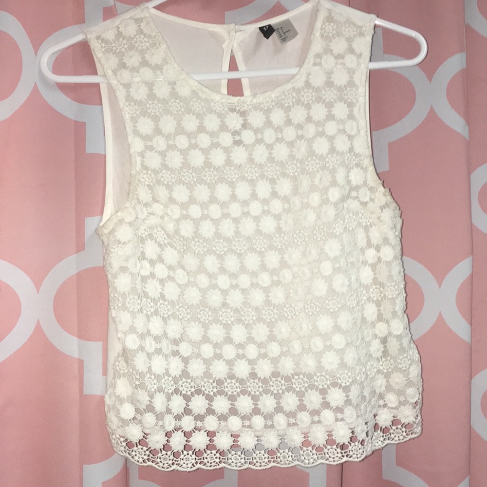 White little flower print crop top-flowy